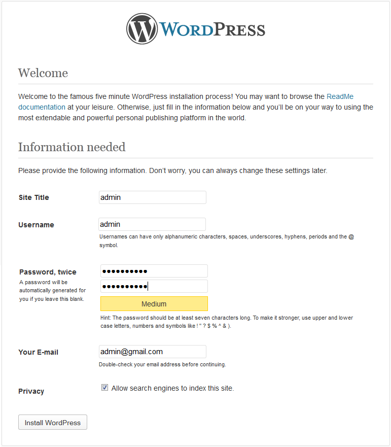Wordpress Set Up